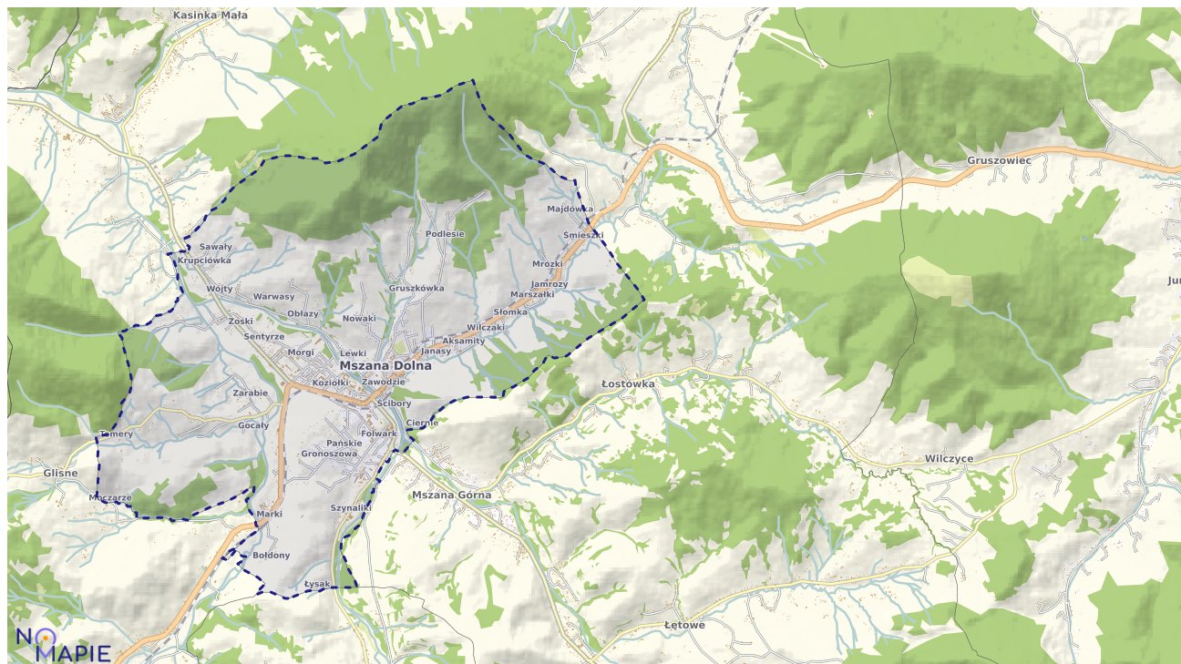 Mapa obszarów ochrony przyrody Mszany Dolnej